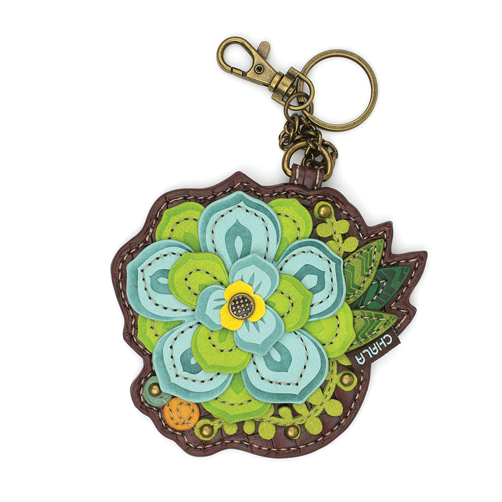 Coach leather flower keychain. This keychain has