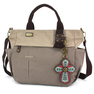 Multi Pocket Tote - Chevron Cross