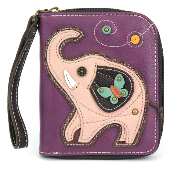 Pink Elephant - Zip Around Wallet