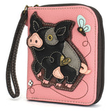 Zip Around Wallet - Spotted Black Pig