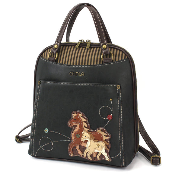 Convertible Backpack Purse - Horse Family