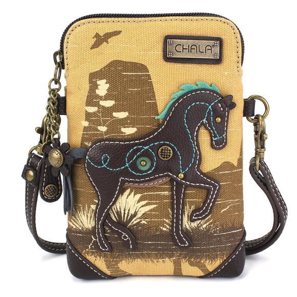 Safari Canvas Cellphone Xbody - Horse (Brown)