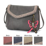 Braided Boho Crossbody - Mini Keychain Butterfly Pink